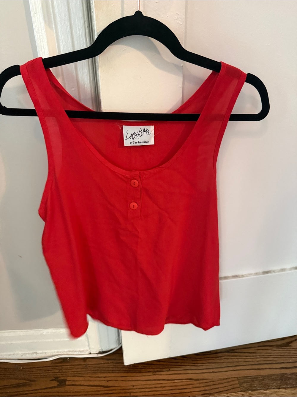 Vintage Red Button-Front Tank Top
